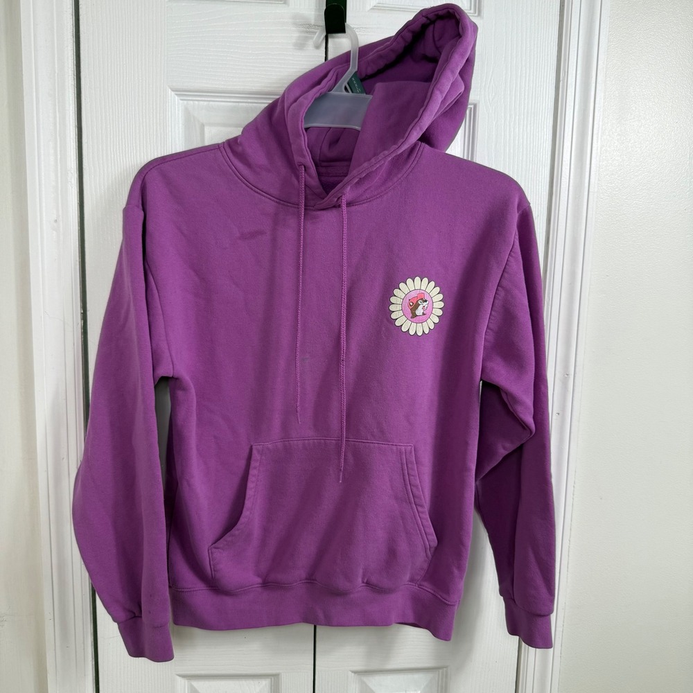 Buc-ee's Make a Difference Hoodie Small Purple Retro Floral Graphic Sweatshirt